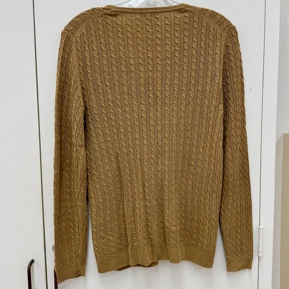 Massimo Dutti V-Neck Cable Knit Sweater - Brown - Picture 4 of 4